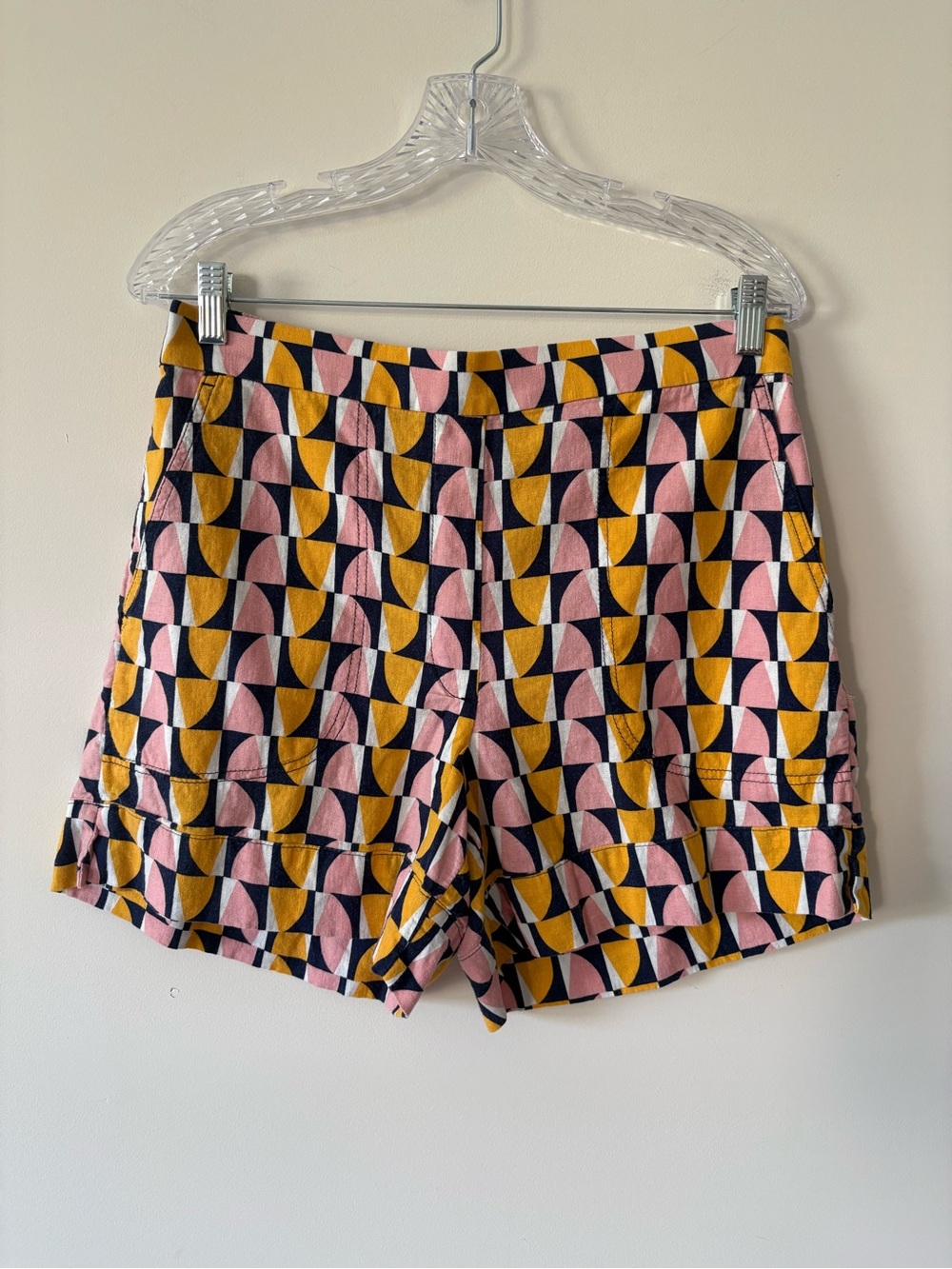 Banana Republic Geometric Pink and Yellow Cotton Shorts
